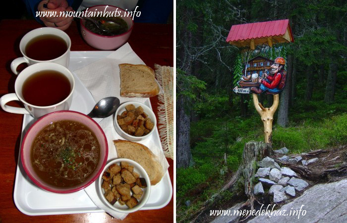 Voilá, the garlic soup... and the inviting signpost on the trail Voilá, the garlic soup... and the inviting signpost on the trail